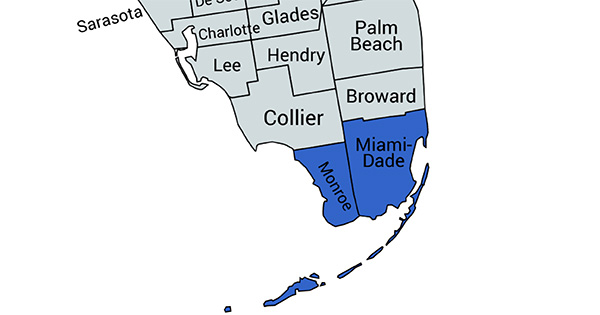 miami dade and monroe county map